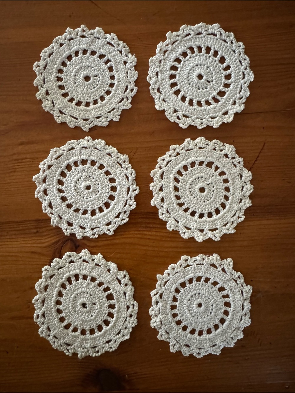 Handmade Crochet Round Coasters - white (Set of 6)